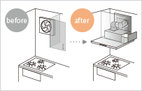 プロペラ換気扇タイプからの取り替えに便利!